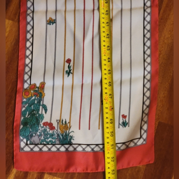 VINTAGE 60s Floral Striped Scarf 100% Polyester/ Made in Italy Garden Design - Picture 5 of 11